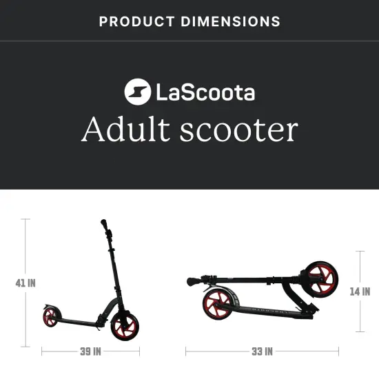 LaScoota Kick Scooter for Adults & Teens. Perfect for Ages 8-14. Lightweight Foldable Adult Scooter Large Sturdy Wheels - (Dark) Black {7}