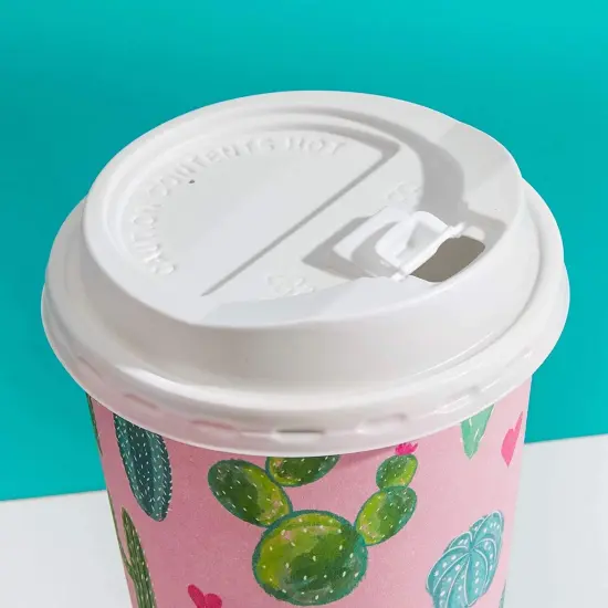 48 Pack Disposable 16oz Coffee Cups with Lids - Cactus Party Supplies - Paper To Go Cup for Themed Birthday Parties, Weddings, Baby Showers Multicolor {6}