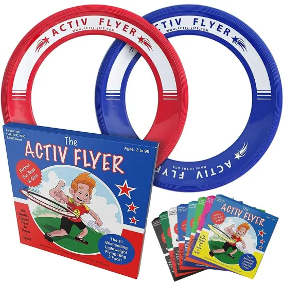 Activ Life 2 Pack Flying Rings for Kids, Fun Beach Toys, Gifts for Boys & Girls Aged 3-14, Cool Family Outdoor Games, Play at Swimming Pool, Playground, Basket Fillers Birthday Presents, Blue/ Red {1}