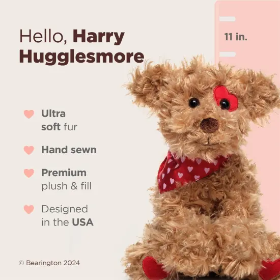 Bearington Harry Hugglesmore The Valentine's Day Stuffed Animal, 11 Inch Brown Puppy Stuffed Animal, Ideal for Valentine's Day Gifts, For Ages 3-14 {2}