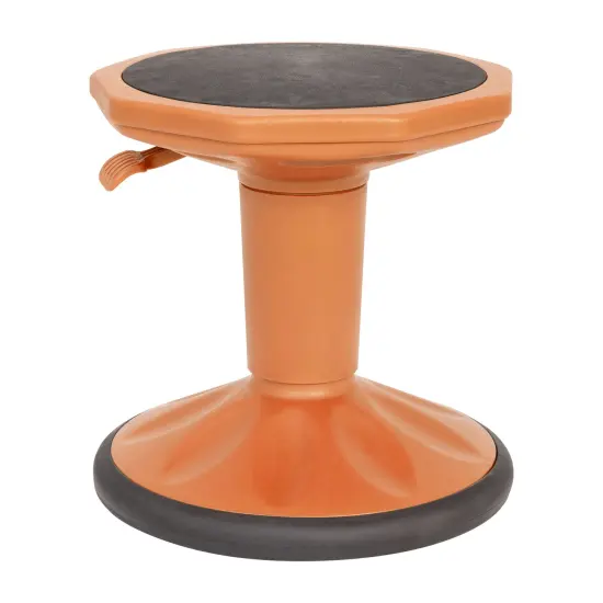 Emma and Oliver Saylor Height Adjustable Active Motion Stool for Kids with Weighted Rubber Non-Slip Bottom Orange {2}