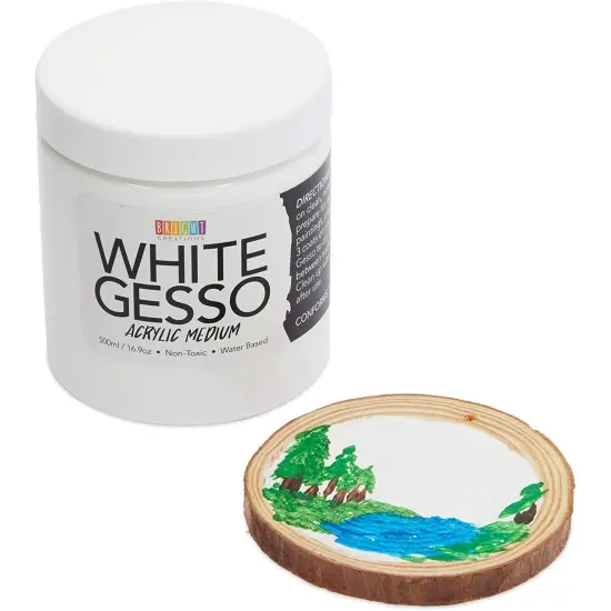 17oz White Gesso Canvas Primer for Painting, Acrylic Paint Medium for Arts and Craft Supplies (500 ml) {6}