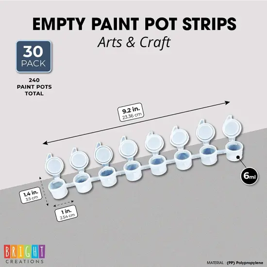 Empty Paint Pot Pod Strips, Storage Containers (6ml/0.2 oz, 240 Pots, 30 Strips) White {2}