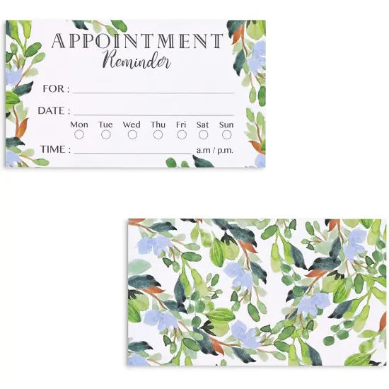 Paper Junkie 200 Pack Green Foliage Appointment Reminder Cards - Double-Sided Design Appointments Reminder Cards for Salons, Dentists, Doctors, Hair Stylists, and Therapists (3.5 x 2 in) {4}
