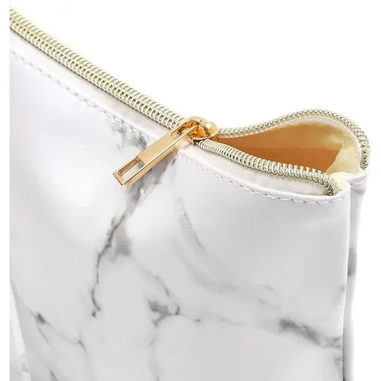 Set of 2 White Marble Makeup Organizer Bag, Cosmetic Storage Pouch, Travel Toiletry Case {6}