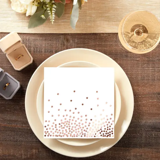 50 Pack Rose Gold Party Napkins - Disposable Dinner Napkins for Wedding, Baby Shower, Birthday Party (6.5x6.5 In) Pink {2}