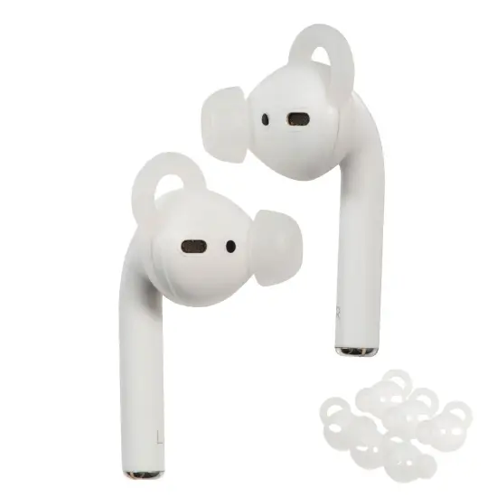 Insten 3 Pairs Ear Hooks Tips Compatible with AirPods 1 & 2 Earbuds, Anti-Lost EarHooks EarTips Accessories, Comfortable Soft Silicone Covers, with Storage Box (Not Fit in Charging Case) Clear {1}