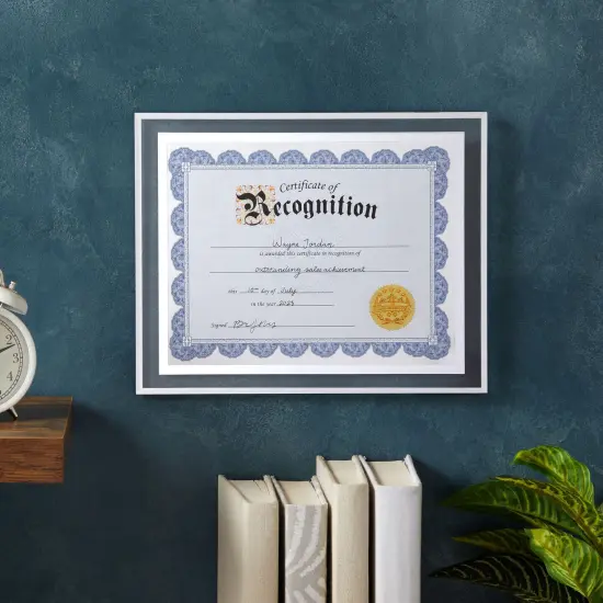 48 Sheets Blue Floral Certificate of Recognition Paper for Printing with Gold Foil Sticker Seals - Customizable with Border for Graduation, Diploma, Completion Award Documents (8.5 x 11 in) {2}