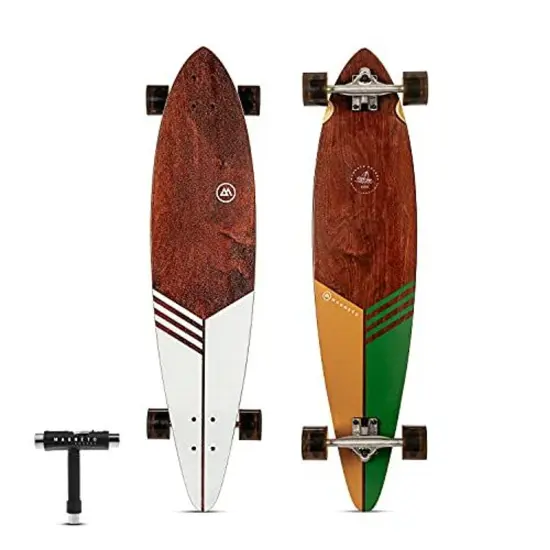 Magneto 40-inch Pintail Cruiser Longboard Skateboard - Hard Maple Core Long Board Deck - Ideal for Commuting, Cruising, Carving - Suitable for Kids Ages 3-14 (Classic) Multicolor {1}