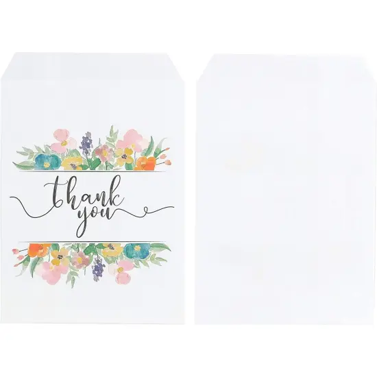 100 Pack Paper Cookie Bags, 7.5 x 5 Inch for Party Favors, Treats, Candy, Wedding, Individual Bag with Floral Thank You Design, Mini Gift Bags for Snacks, Goodies Multicolor {5}