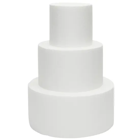 3 Piece Round Foam Cake Dummy Set for Decorating, Faux Cake in 3 Sizes for Birthday, Wedding Display (10.8 Inches Tall) White {1}