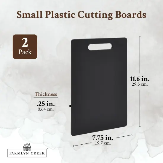 2 Pack Small Plastic Cutting Boards for Kitchen with Handles for Food, Fruits, Vegetables (Black, 7.7 x 11.6 In) {4}