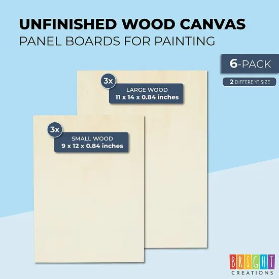 Bright Creations Unfinished Craft Wood Canvas Boards for Painting (2 Sizes, 6 Pack) Brown {2}