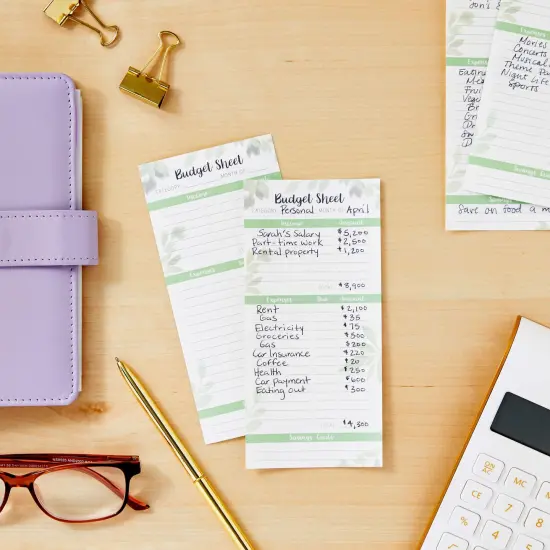 120 Pack Budget Planner Sheets for Cash Envelopes and A6 Binder, Expense Money Tracker (6.5 x 3.12 in) White {2}