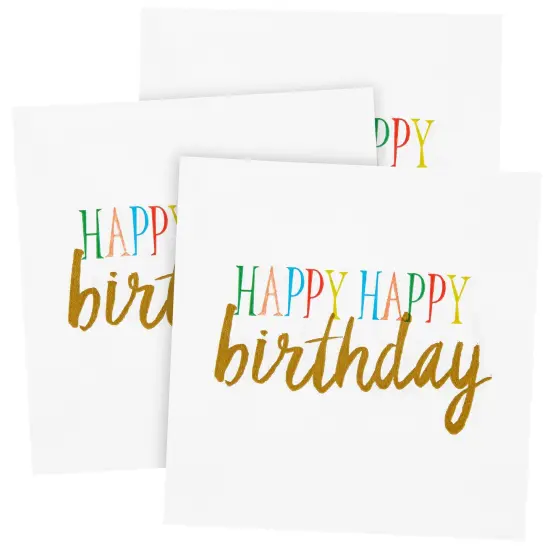 Happy Birthday Rainbow Party Supplies, Paper Napkins (5 x 5 In, White, 100 Pack) {6}