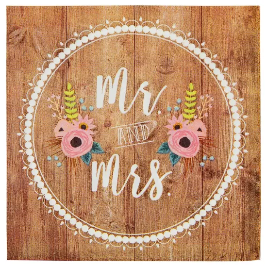 150-Pack Mr and Mrs Napkins, Disposable, Rustic-Style Wedding Napkins for Reception, Bridal Shower Decorations, Engagement Party Supplies (6.5x6.5 in) Bulk Pack {6}