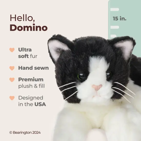 Bearington Collection Domino Cat 15 In Stuffed Animals Black Cat Plush Toy - Tuxedo - Stuffed Cats That Look Real - Plushies for Kids, For Ages 3-14 Multicolor {2}