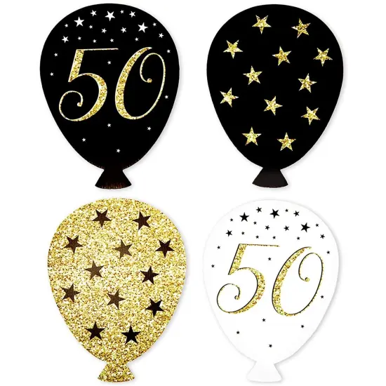 Blue Panda Happy 50th Birthday Yard Signs with Stakes (8 Pieces) Black {6}