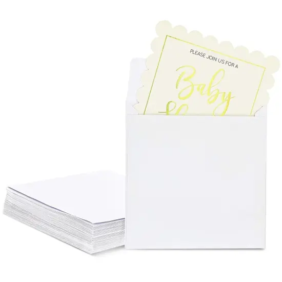 50 Pack Square Envelopes, 5.5 x 5.5 inch for Personalized Greeting Note Cards, Wedding Invitations, Self Adhesive Peel-Off-and-Stick (White) {6}