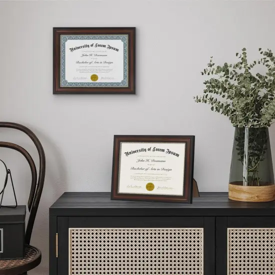 8.5x11 Diploma Frame - For Certificates or Use as 8.5x11 Picture Frame - Ornate Antique Frame with Shatter-Resistant Glass - Legacy Collection - Wall or Tabletop Display - Beaded Mahogany {4}