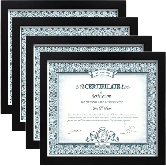 8.5x11 Picture Frames Set of 4, Made of Solid Wood Covered by Plexiglass for Document,Diploma, Certificates and Degree, for Table Top Display and Wall Mounting Photo Frame Black {1}
