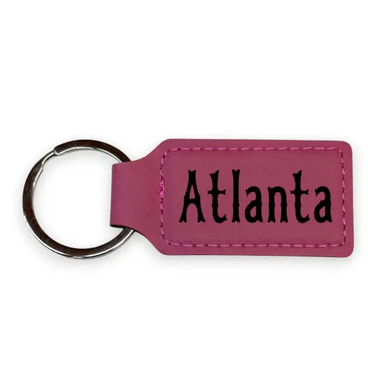 Keychain - Rectangle - Atlanta - Leather Rawhide/Black {2}