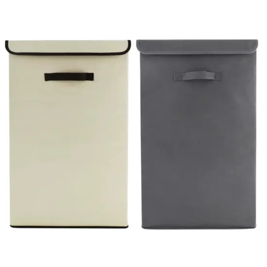 2 Pack Large Laundry Basket, Waterproof, Freestanding Laundry Hamper, Collapsible Tall Clothes Hamper with Extended Handles for Clothes Toys in the Dorm and Family {1}