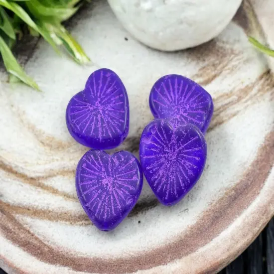 *4* 22mm Purple Washed Sapphire Heart Beads {2}