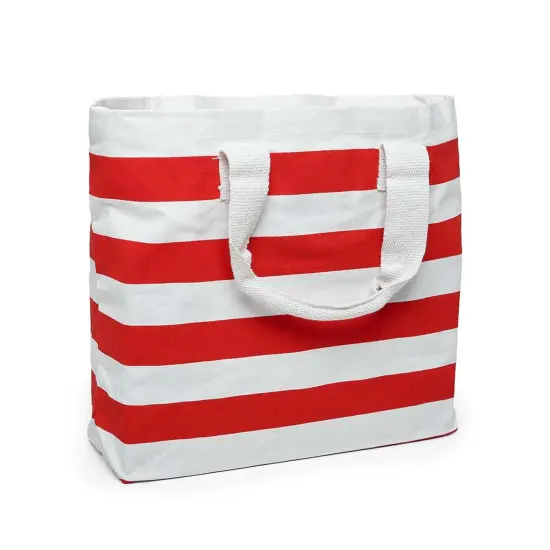 Durable Stripe Canvas Tote 17 5/16 '' x 4 1/4 '' x 14 '' with Spacious Design {2}