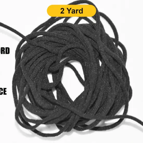 Black 3mm Round Knitted Elastic Cord {1}