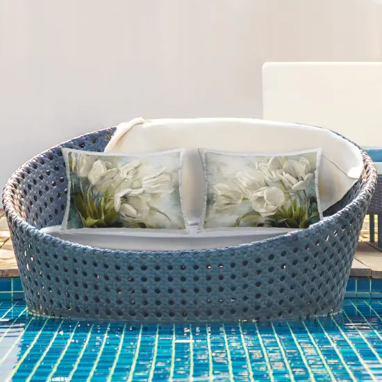 Classic Curving Tulips 2 PC Outdoor Printed Pillow Set Design by Susan Arnot, 14 x 7 x 20 {2}
