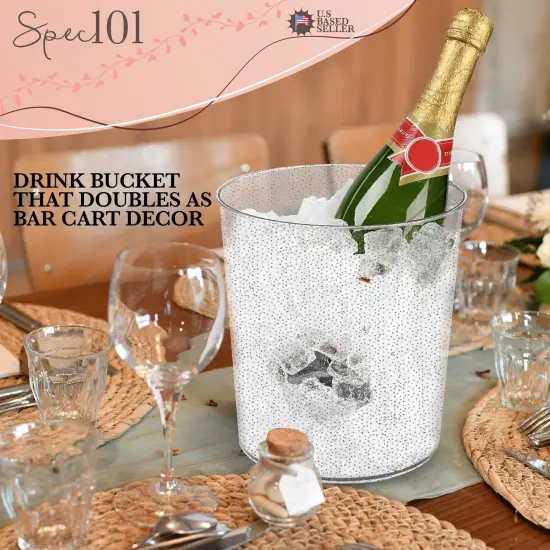 Spec101 Plastic Champagne Bucket for Drinks - 6pk Ice Buckets for Parties {6}