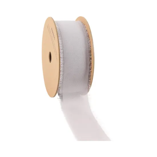 LaRibbons 1 1/2" Frayed Edge Chiffon Ribbon | 10 Yard Roll Silver {1}