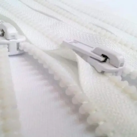 White Molded Plastic Jacket Zipper 28 Inches 5MM Separating {5}