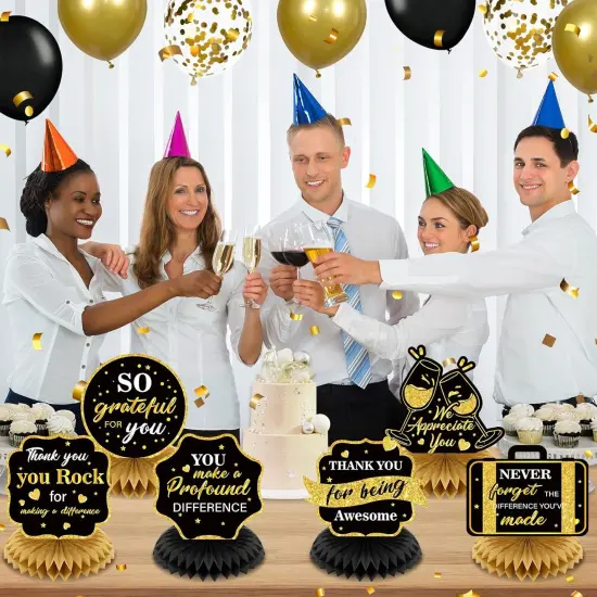 9Pcs We Appreciate You Decorations Black Gold {3}