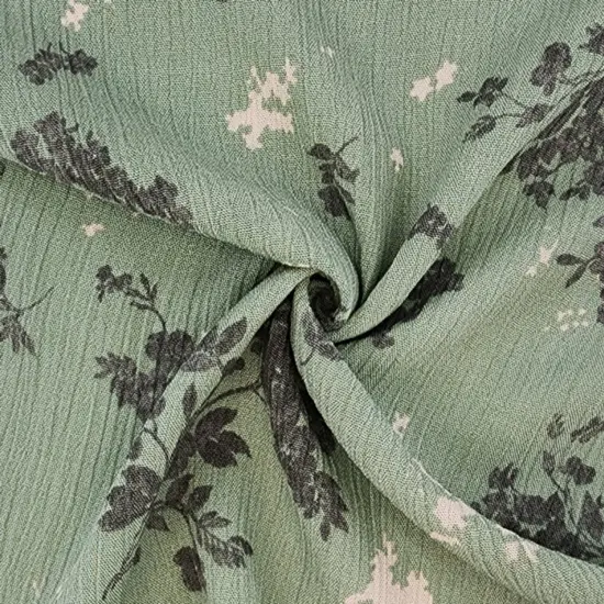 1 Yard Laurel Green Rayon Crinkle Fabric Soft Textured Woven Apparel Fabric 50/52 Inch Width {1}