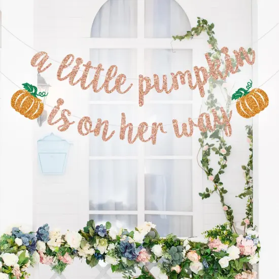 A Little Pumpkin is on Her Way Banner, Pumpkin Baby Shower Decorations {5}