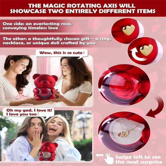 Red Bear with Preserved Rose {3}