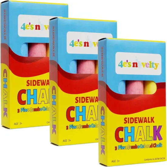 4E&rsquo;s Novelty 3 Boxes Jumbo Sidewalk Chalk - Sidewalk Chalk Party Favors {1}
