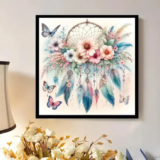 Diamond Art Painting Kits for Adults, Dreamcatcher 5D Diamond Painting Dots Art Kits for Adults Beginner, DIY Full Round Gem Crystal Art Paint by Diamond Butterfly, Home Wall Decor 14x 14 in {3}