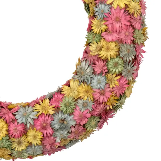 Northlight Multi-Colored Daisy Artificial Spring Floral Wreath, 10-Inch Pink {5}