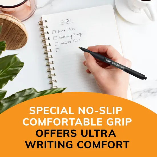 BIC Soft Feel Black Retractable Ballpoint Pens, Medium Point (1.0mm), 12-Count Pack, Black Pens With Soft-Touch Comfort Grip {5}