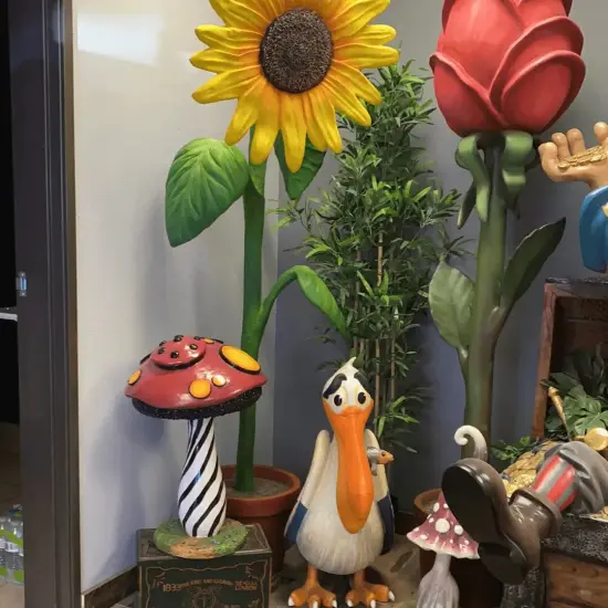 Small Striped Mushroom Over Sized Statue {3}