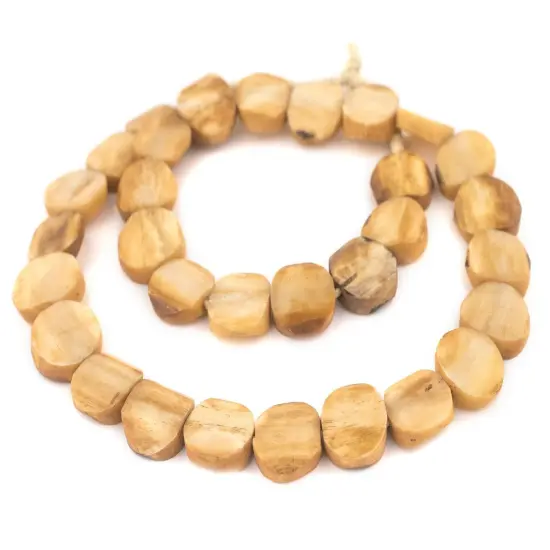 The Bead Chest Light Brown Bone Beads - Full Strand of Fair Trade African Beads (Circular, Light Brown) {3}