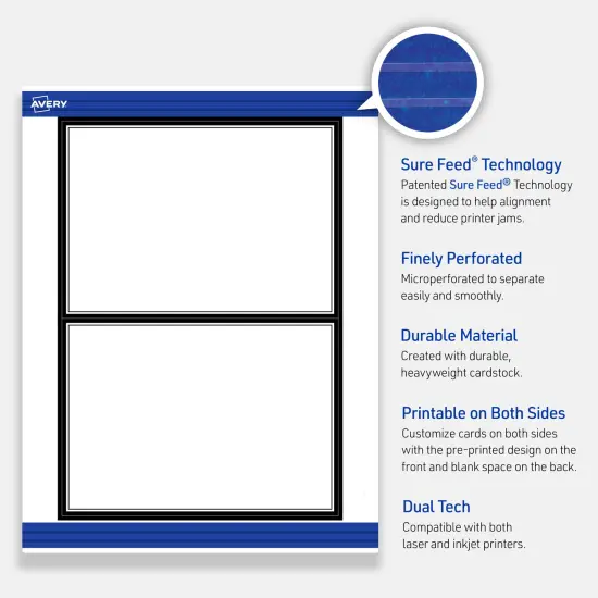 Avery Printable Rectangle Invitation Cards, Double Black Border, 5" x 7", Matte White Rectangle Invitation Cards, Laser/Inkjet, 20ct, Great for Invitation Cards {3}