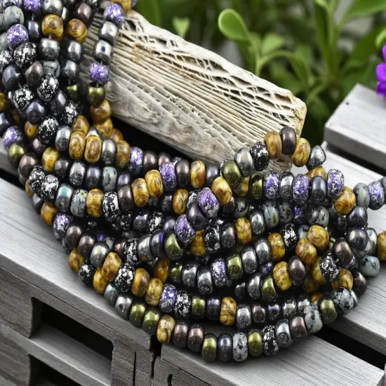 2/0 Aged Void Picasso Mix Seed Beads (21" Strand) {3}
