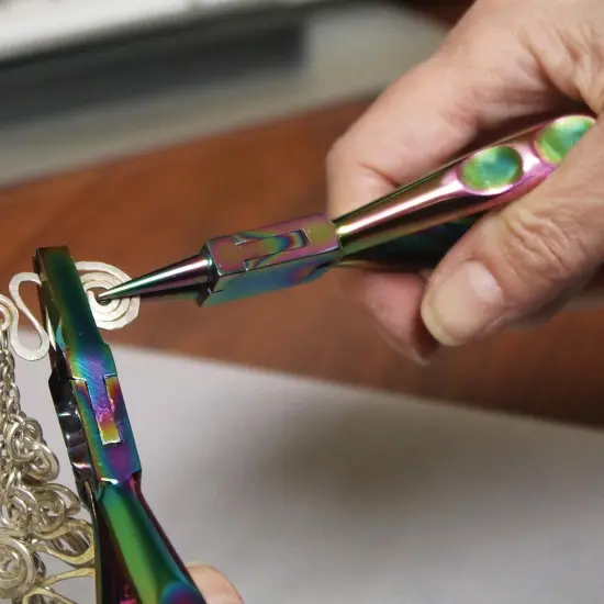 The Beadsmith Chroma Series Round Nose Plier, 5.5 inches (140mm), hardened stainless-steel head, rainbow titanium coating, contoured comfort grip handle and double-leaf spring, tool for jewelry making {6}