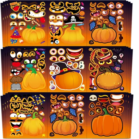 32 Pumpkin Make-A-Face Stickers {1}