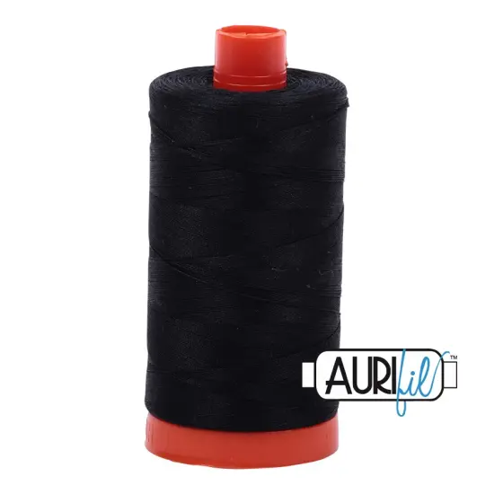 Black (2692) | 50wt Large Spool (1300M / 1422Y) | Aurifil Thread {1}