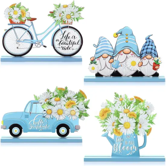4 Pcs Hello Spring Table Decorations Spring Easter Table Centerpieces {1}